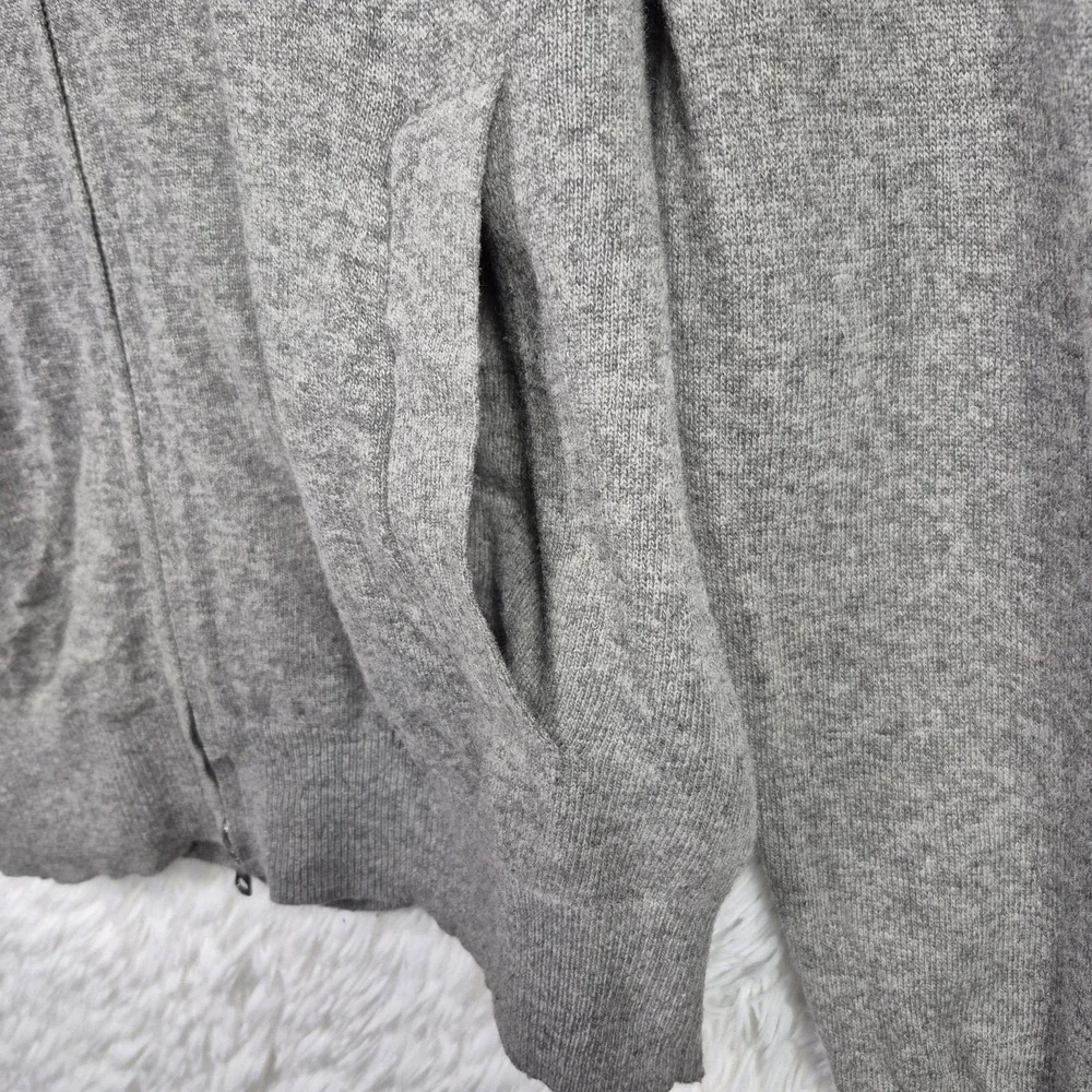 Banana Republic Mens Merino Wool Blend Full Zip Hoodie Gray Elbow Patch Medium